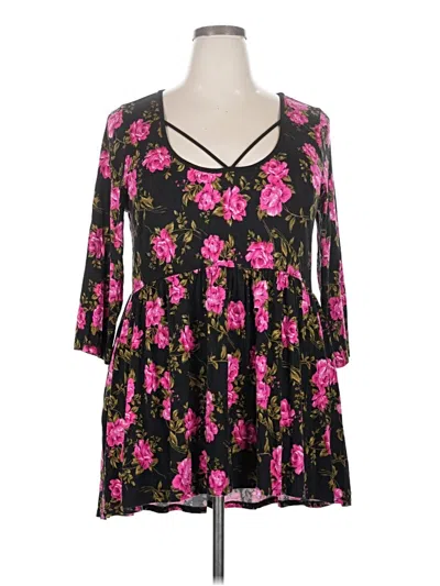 Pre-owned Torrid 3/4 Sleeve Blouse In Black