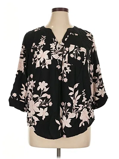 Pre-owned Torrid 3/4 Sleeve Blouse In Black