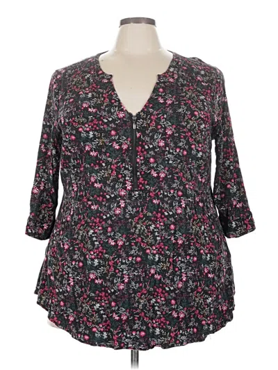 Pre-owned Torrid 3/4 Sleeve Blouse In Black