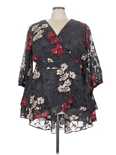 Pre-owned Torrid 3/4 Sleeve Blouse In Black