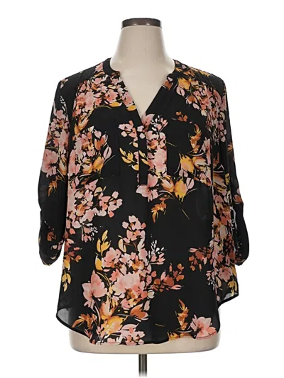 Pre-owned Torrid 3/4 Sleeve Blouse In Black