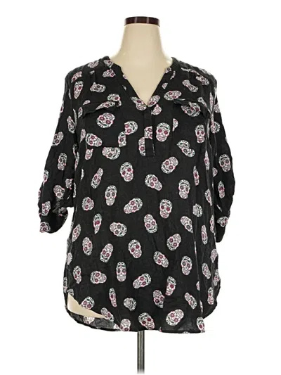 Pre-owned Torrid 3/4 Sleeve Blouse In Black