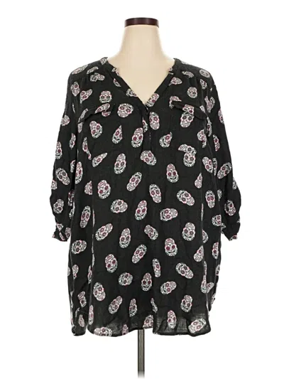 Pre-owned Torrid 3/4 Sleeve Blouse In Black
