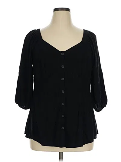 Pre-owned Torrid 3/4 Sleeve Blouse In Black