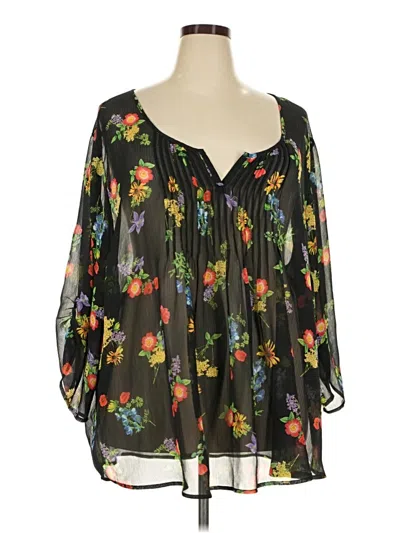 Pre-owned Torrid 3/4 Sleeve Blouse In Black