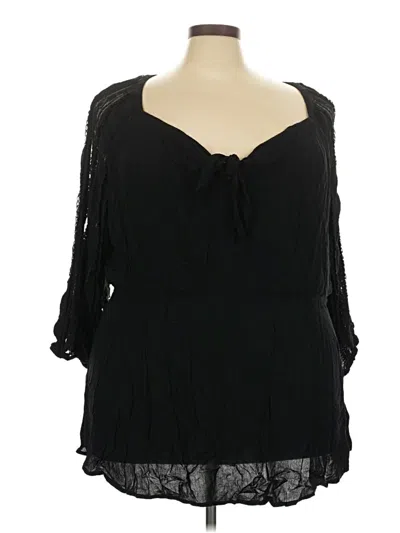 Pre-owned Torrid 3/4 Sleeve Blouse In Black