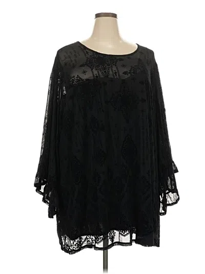 Pre-owned Torrid 3/4 Sleeve Blouse In Black