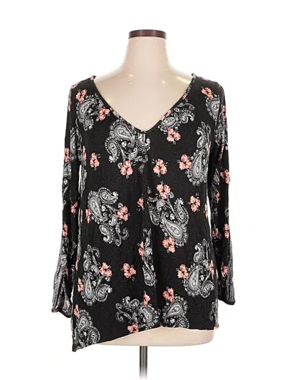 Pre-owned Torrid 3/4 Sleeve Blouse In Black