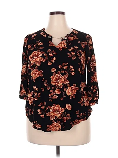 Pre-owned Torrid 3/4 Sleeve Blouse In Black