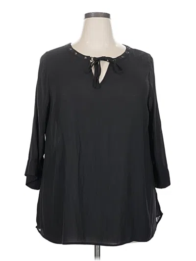 Pre-owned Torrid 3/4 Sleeve Blouse In Black