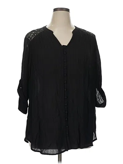 Pre-owned Torrid 3/4 Sleeve Blouse In Black