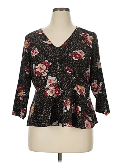 Pre-owned Torrid 3/4 Sleeve Blouse In Black