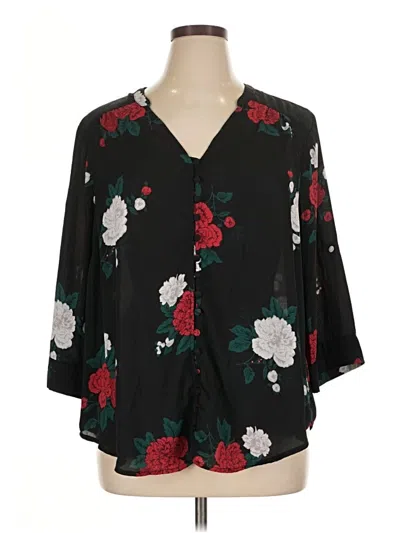 Pre-owned Torrid 3/4 Sleeve Blouse In Black