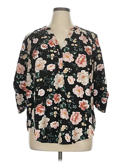 Pre-owned Torrid 3/4 Sleeve Blouse In Black
