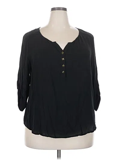 Pre-owned Torrid 3/4 Sleeve Blouse In Black