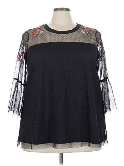 Pre-owned Torrid 3/4 Sleeve Blouse In Black