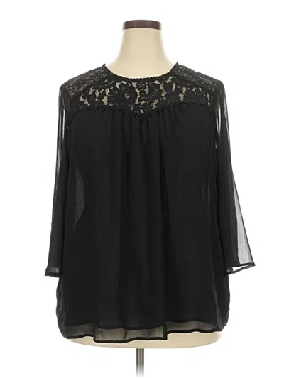 Pre-owned Torrid 3/4 Sleeve Blouse In Black