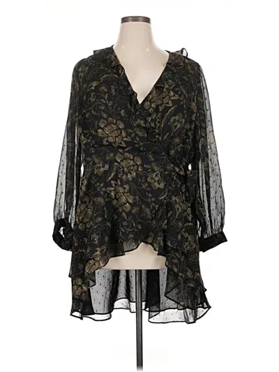 Pre-owned Torrid 3/4 Sleeve Blouse In Black
