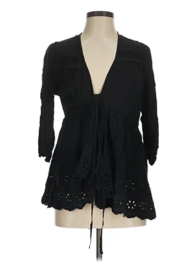 Pre-owned Torrid 3/4 Sleeve Blouse In Black
