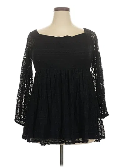 Pre-owned Torrid 3/4 Sleeve Blouse In Black