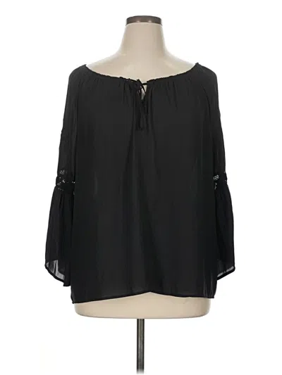 Pre-owned Torrid 3/4 Sleeve Blouse In Black