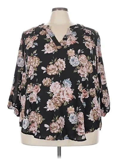 Pre-owned Torrid 3/4 Sleeve Blouse In Black