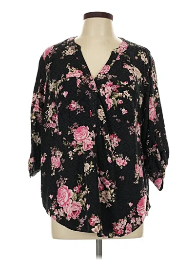 Pre-owned Torrid 3/4 Sleeve Blouse In Black