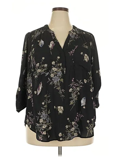 Pre-owned Torrid 3/4 Sleeve Blouse In Black