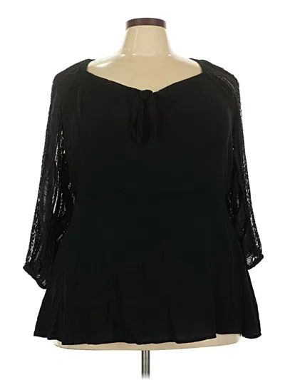 Pre-owned Torrid 3/4 Sleeve Blouse In Black