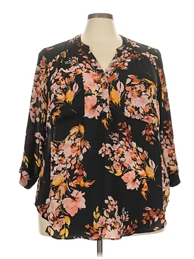 Pre-owned Torrid 3/4 Sleeve Blouse In Black