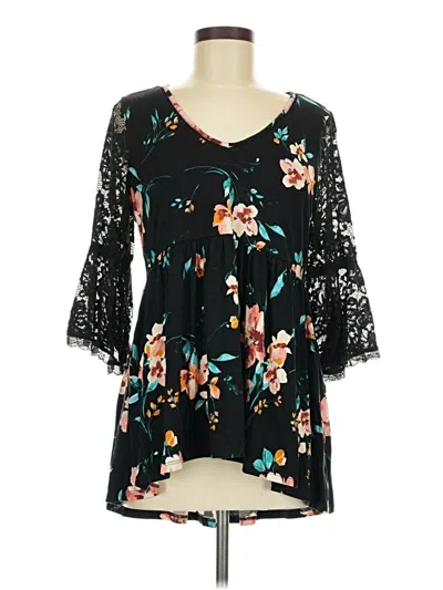 Pre-owned Torrid 3/4 Sleeve Blouse In Black