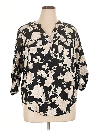 Pre-owned Torrid 3/4 Sleeve Blouse In Black