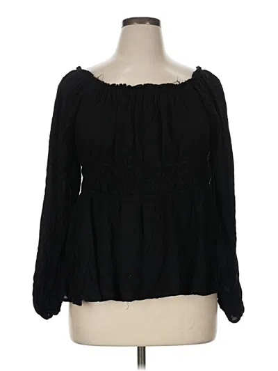 Pre-owned Torrid 3/4 Sleeve Blouse In Black