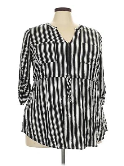 Pre-owned Torrid 3/4 Sleeve Blouse In Black