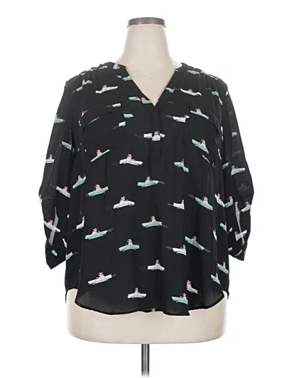 Pre-owned Torrid 3/4 Sleeve Blouse In Black