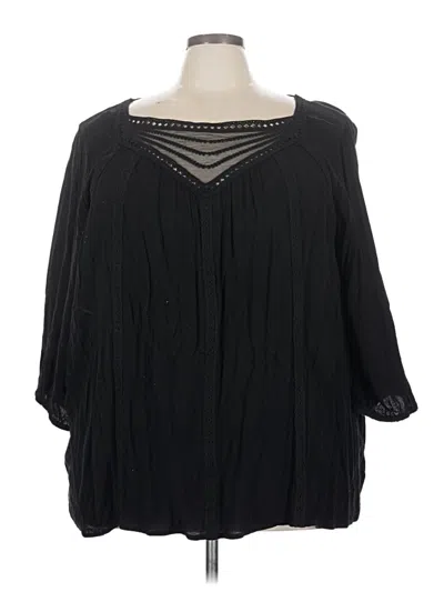 Pre-owned Torrid 3/4 Sleeve Blouse In Black
