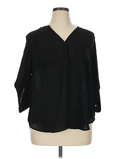Pre-owned Torrid 3/4 Sleeve Blouse In Black