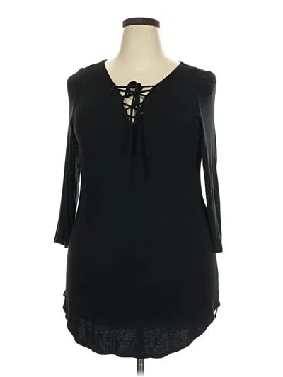 Pre-owned Torrid 3/4 Sleeve Blouse In Black