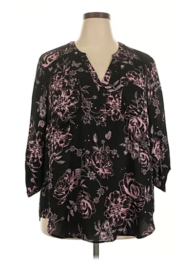Pre-owned Torrid 3/4 Sleeve Blouse In Black