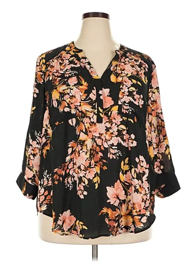 Pre-owned Torrid 3/4 Sleeve Blouse In Black