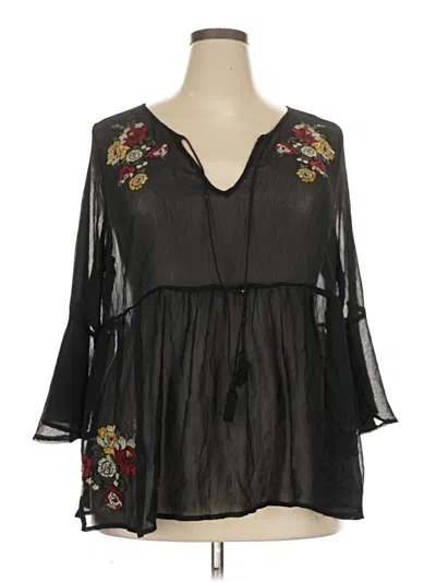 Pre-owned Torrid 3/4 Sleeve Blouse In Black
