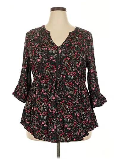 Pre-owned Torrid 3/4 Sleeve Blouse In Black