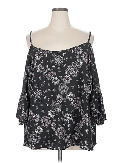 Pre-owned Torrid 3/4 Sleeve Blouse In Black