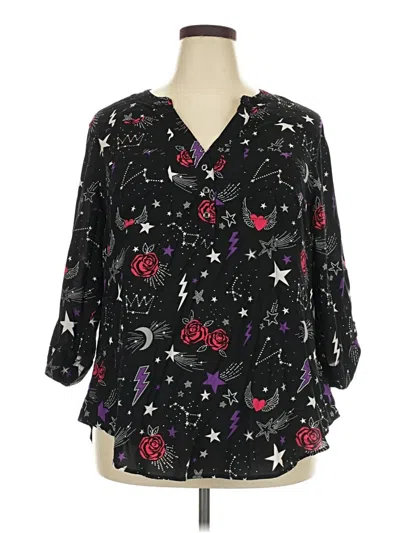 Pre-owned Torrid 3/4 Sleeve Blouse In Black