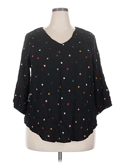 Pre-owned Torrid 3/4 Sleeve Blouse In Black