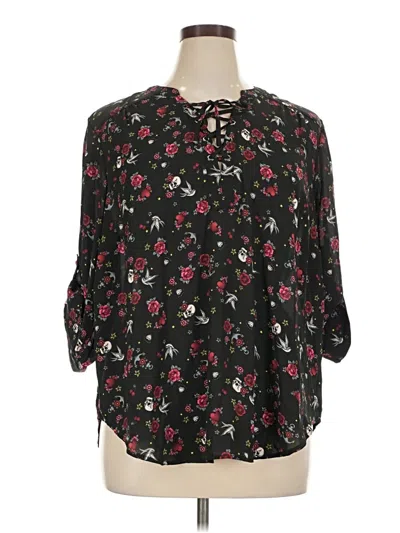 Torrid 3/4 Sleeve Blouse In Black