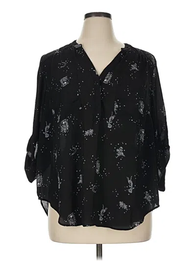 Pre-owned Torrid 3/4 Sleeve Blouse In Black