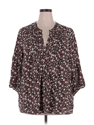 Pre-owned Torrid 3/4 Sleeve Blouse In Black