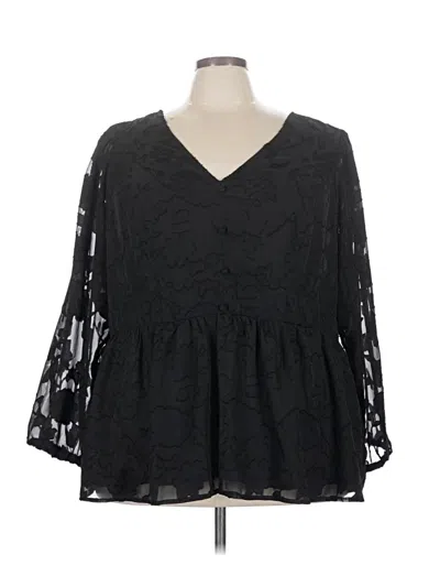 Pre-owned Torrid 3/4 Sleeve Blouse In Black