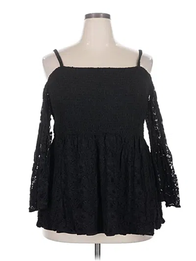 Pre-owned Torrid 3/4 Sleeve Blouse In Black